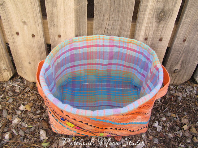 Patchouli Moon Studio~ Fabric Basket with Decorative Stitches