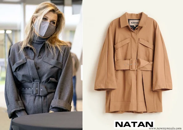 Queen Maxima wore a twill coat with pockets and belt from Natan