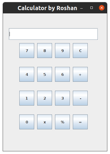 GUI of Calculator program
