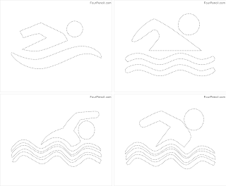 Four Dotted: Free printable Swim dotted drawing worksheet/activity for kids
