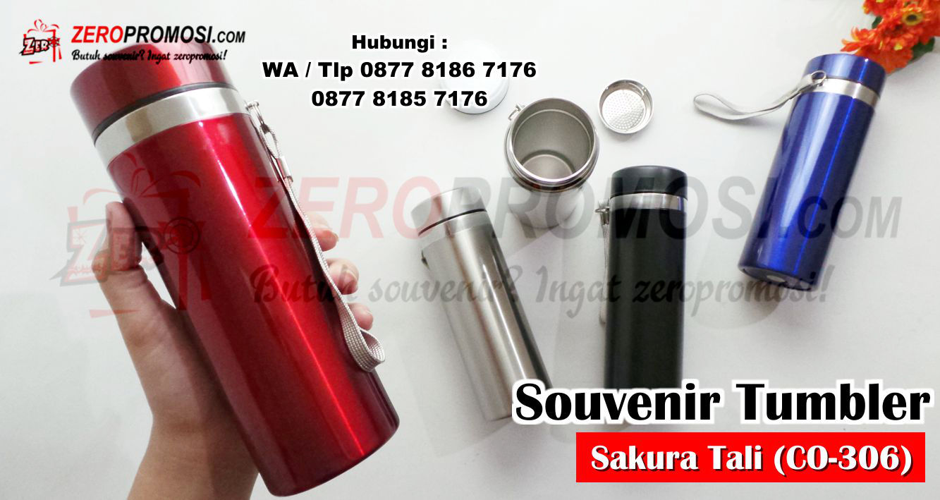 TUMBLER SAKURA TALI-TERMOS TALI, tumbler sakura stainless, Tumbler sakura with handle tali Stainless Steel, Tumbler sakura tali stainless Hanging, Bottle Tumbler Sakura 350 ml Bahan Stainless Ada tali pegangan, Tumbler Sakura Tali (CO-306)