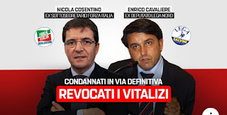 Non ci Fermiamo! Revocati i vitalizi ai condannati Cosentino (FI) e Cavaliere (Lega).