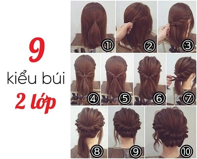 Kiểu tóc búi cuộn 2 lớp