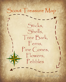 Free Printable Treasure Map to create a nature inspired craft with scouts. 