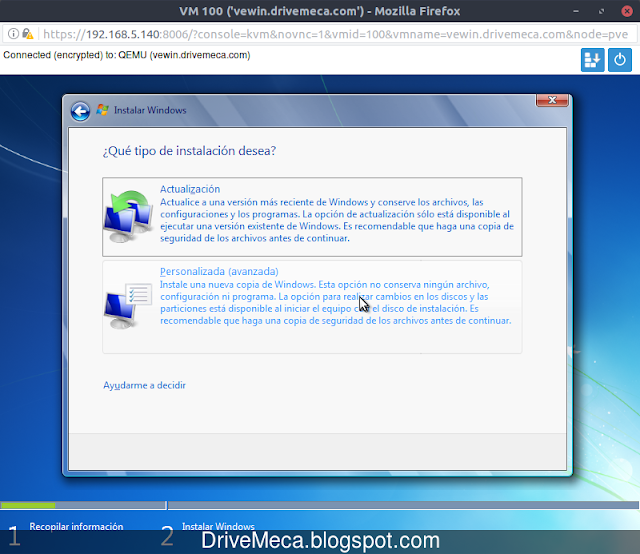 Instalando maquina virtual KVM de Windows Instalando maquina virtual KVM de Windows