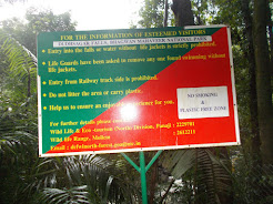 Notice board for tourists at "Dudhsagar Waterfalls Bottom".