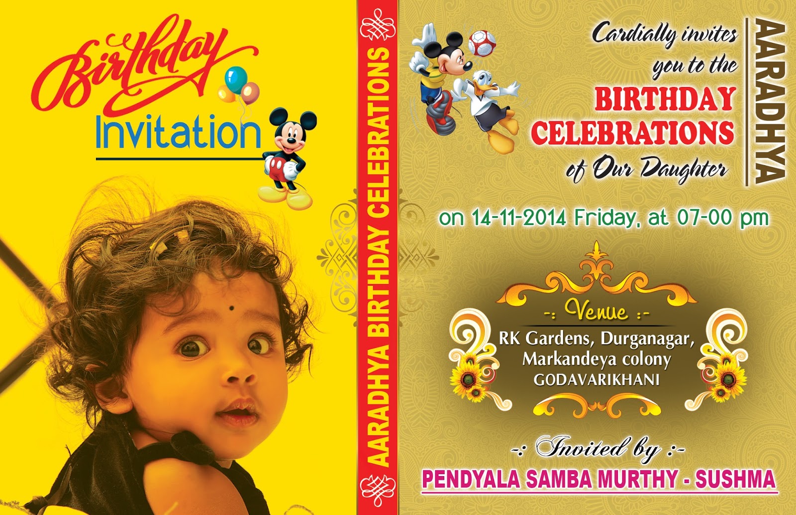 Birthday Invitation Card Cover Design Psd Template Free Naveengfx