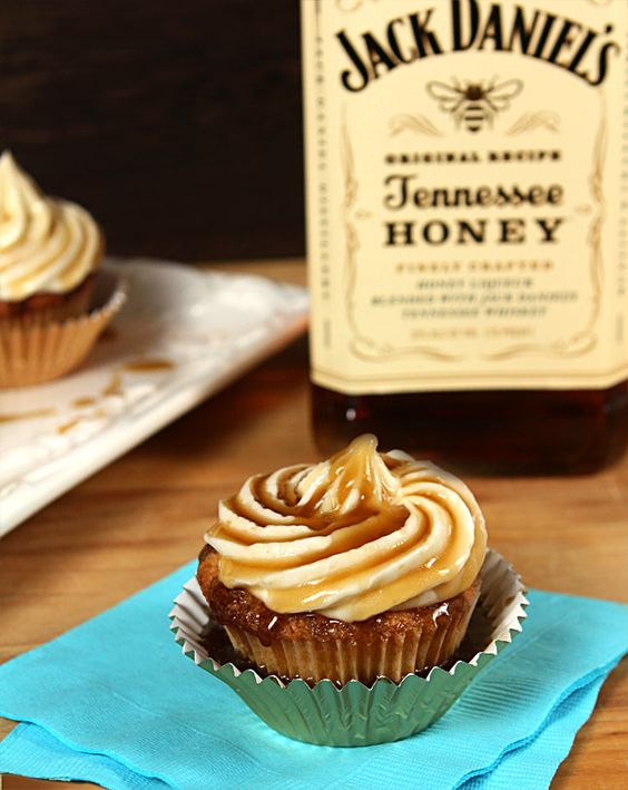 Jack Daniels Honey Whiskey Cupcakes with a Bourbon Drizzle Yummy Recipe