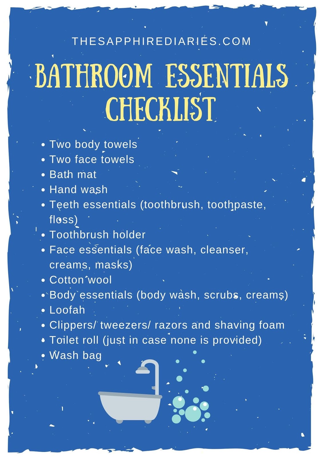 University bathroom essentials checklist The Sapphire Diaries