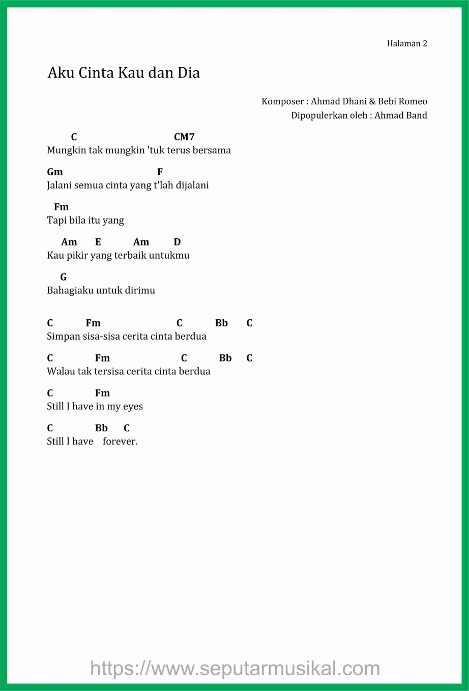 Chordtela Ada Sebuah Cerita Tentang Aku Dan Dia