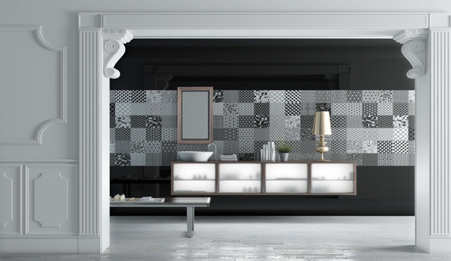 Marzua: Patchwork cerámico en paredes y suelos