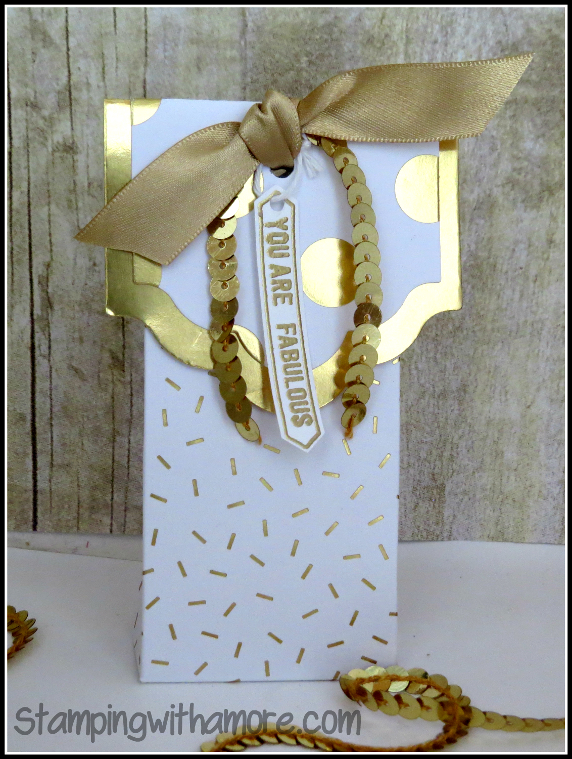 Stampingwithamore Golden and Glitzy Treat Bag