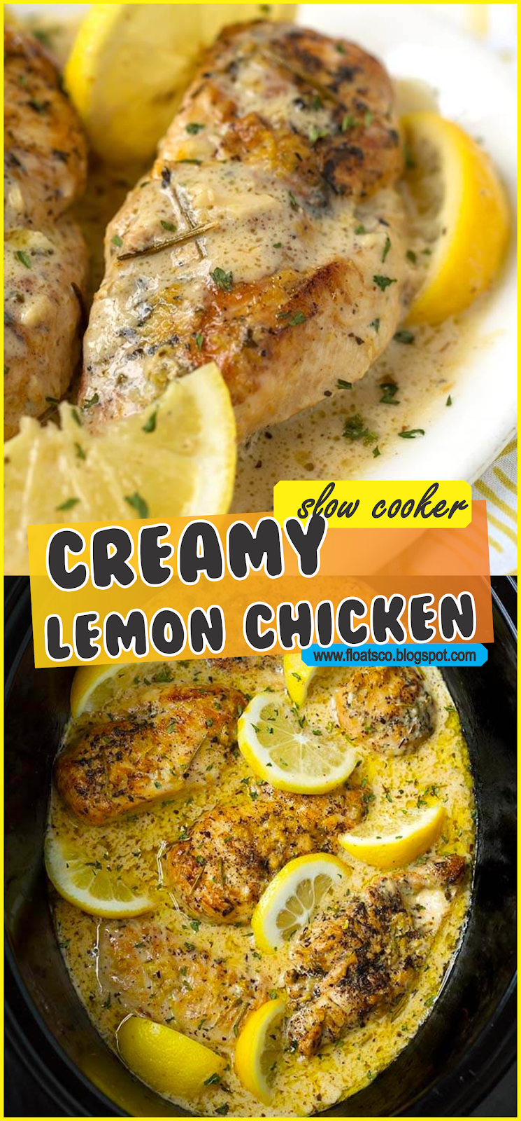 Slow Cooker Creamy Lemon Chicken Floats CO