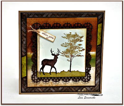 North Coast Creations Stamp sets: Deer Silhouette Greetings, Our Daily Bread Designs Custom Dies: Layered Lacey Squares, Mini Tags, Clouds and Raindrops