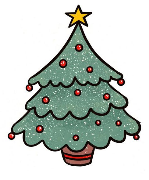 How to draw a Christmas tree in 6 steps