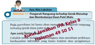 Kunci Jawaban Ipa Kelas 8 Ayo Kita Lakukan Aktivitas 1 7 Halaman 49 50 51 Wali Kelas Sd