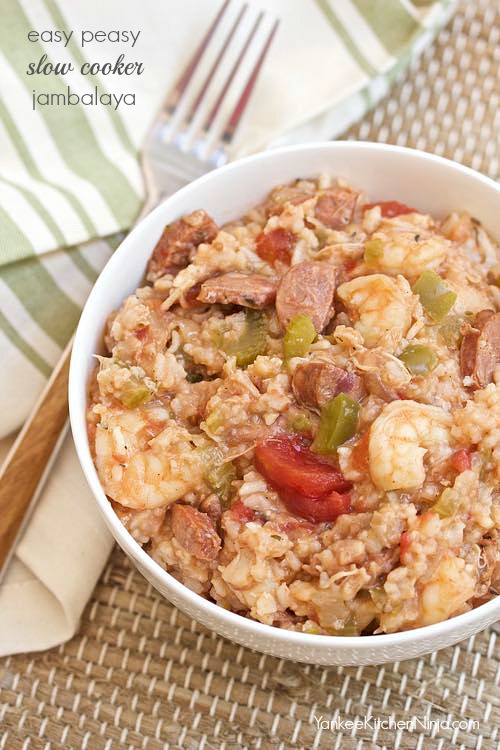 Easy slow cooker jambalaya Yankee Kitchen Ninja