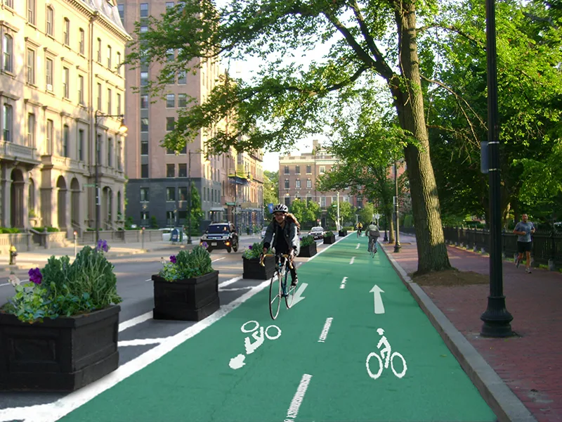 Stunning Bike Lane Green Paint View in HD Stunning Bike Lane Green Paint View in HD