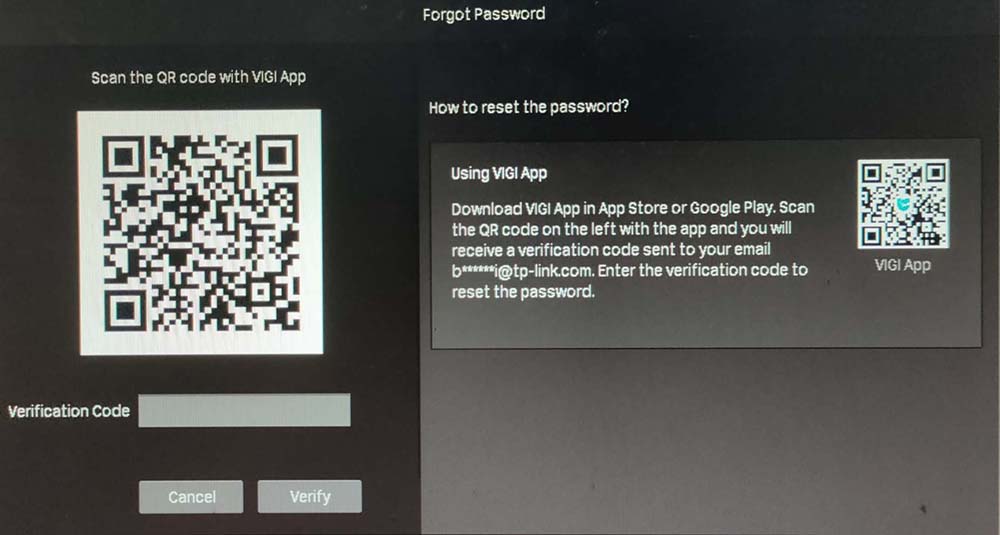 reset the password on VIGI NVR (TP-Link)