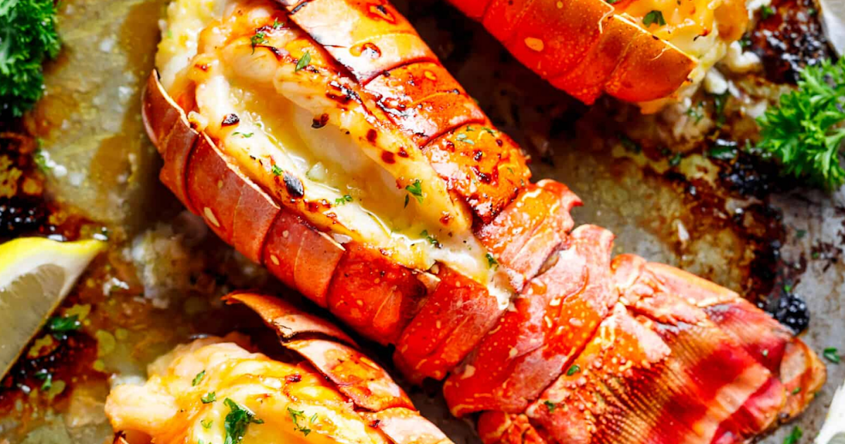 lobster tails with honey garlic butter white wine sauce