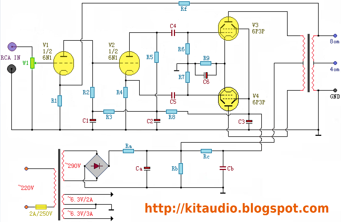 Audio kit 30  Watt  power  amplifier  with Russian valves 6N1 