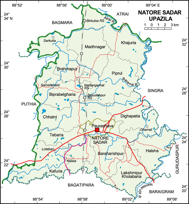 Natore Sadar Upazila Map Natore District Bangladesh