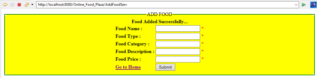 Online Food Ordering System Project using JSP and Servlet and MySQL