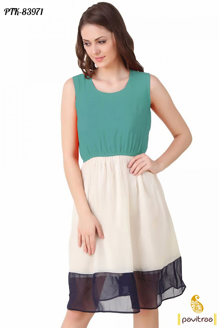 Turquoise Color Western Tunics Tops and Kurtis Online Shopping with Lowest Cost Price at Pavitraa