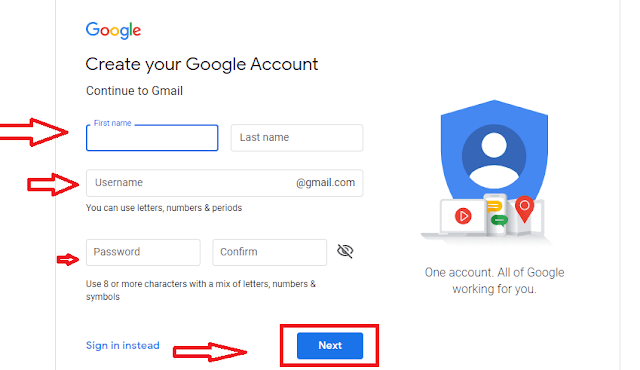 Create new Gmail account