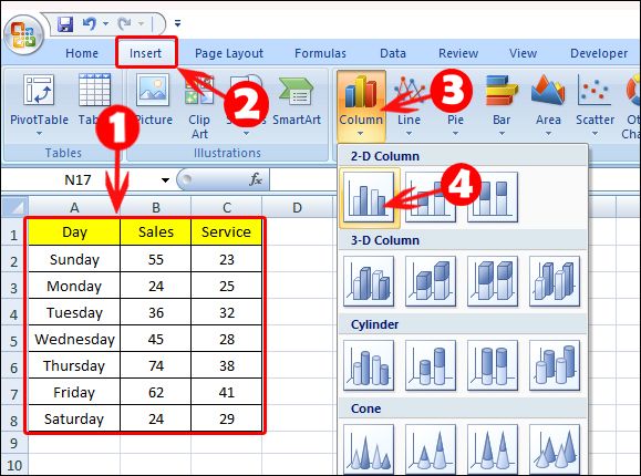 make chart in ms excel in hindi