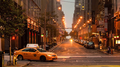 Street, New York, Cars, Lights