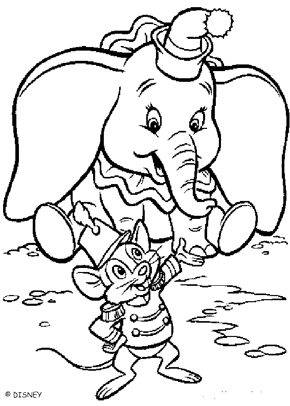 imagens Dumbo eo ratinho pintar Desenhos Preto e Branco Dumbo eo ratinho Colorir