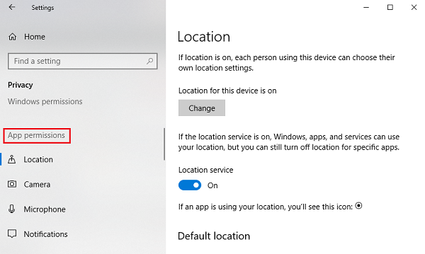 Windows 10에서 앱 권한 관리