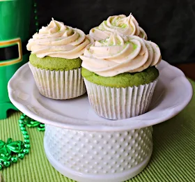 Spinach Cupcakes with Irish Cream Frosting on plate