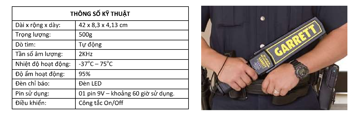 Máy dò kim loại cầm tay Garrett made in USA