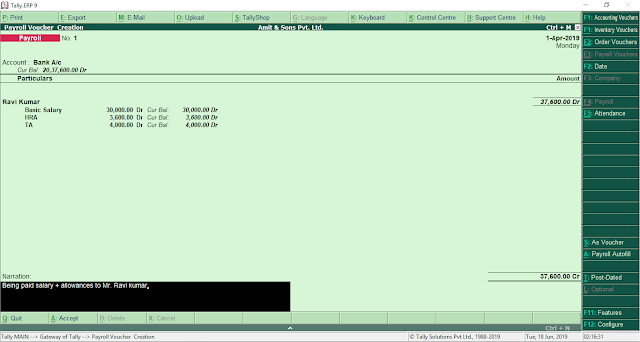 Tally (Payroll Voucher)