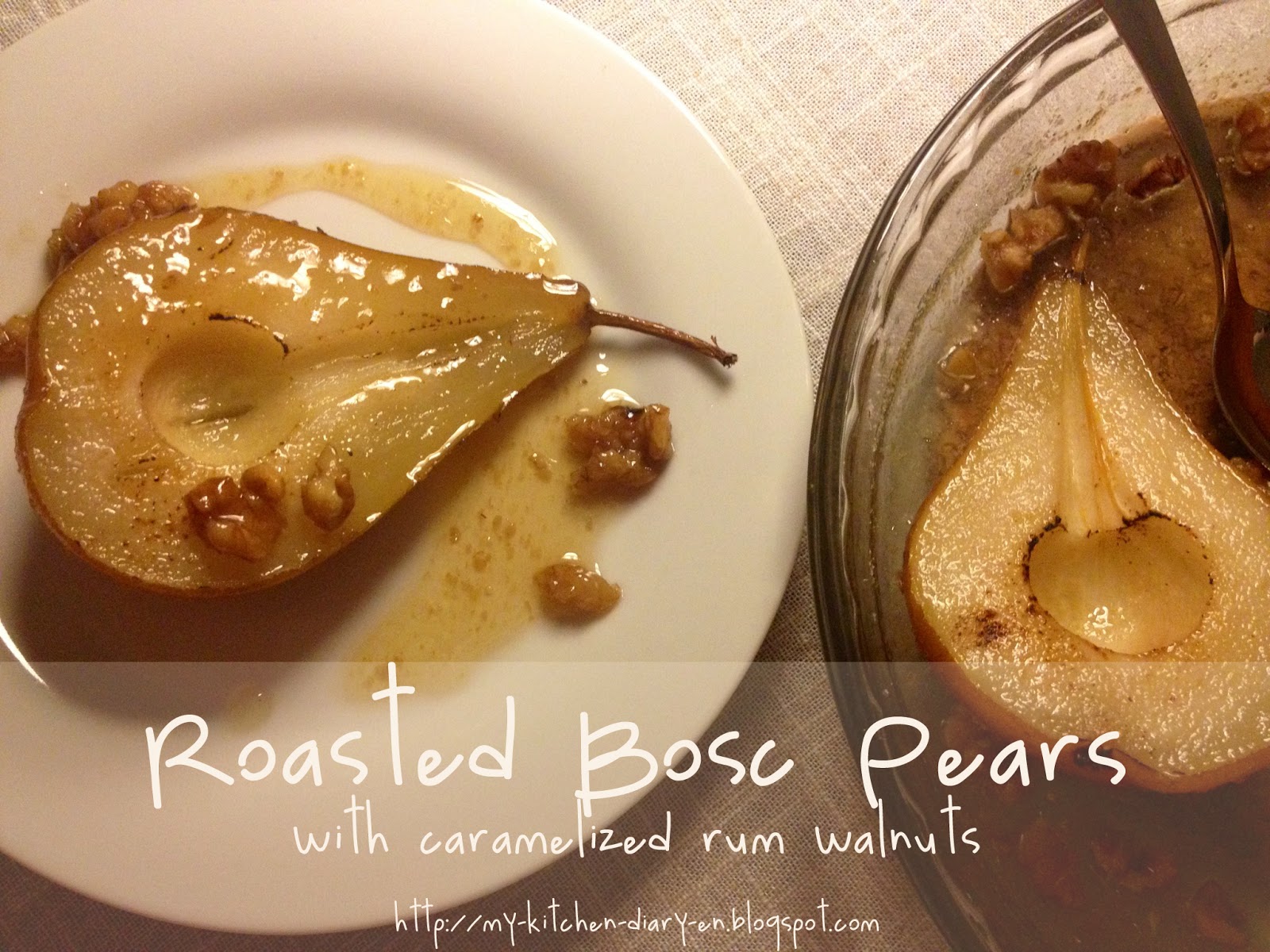 My Kitchen Diary Ψητά καραμελωμένα αχλάδια με ρούμι και καρύδια