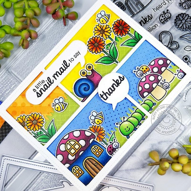 Sunny Studio Stamps: Comic Strip Speech Bubbles Backyard Bugs Thank You Card by Ana Anderson Sunny Studio Stamps: Comic Strip Speech Bubbles Backyard Bugs Thank You Card by Ana Anderson