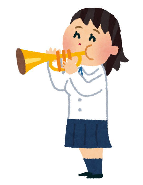 トランペットを演奏する女子学生のイラスト 吹奏楽 かわいいフリー素材集 いらすとや