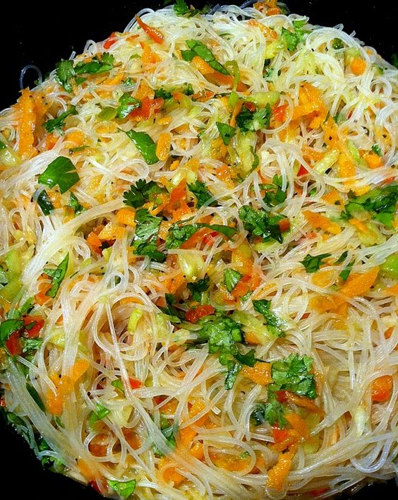 Asian Vegetable Salad with Rice Stick Noodles Recipes Virral