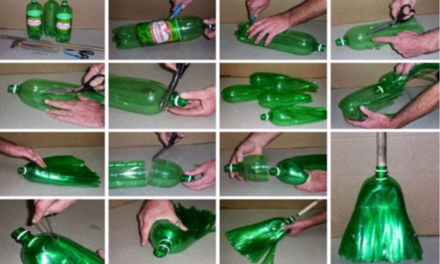 Cara Membuat Sapu  dari  Botol  Plastik  Bekas Indah dan 