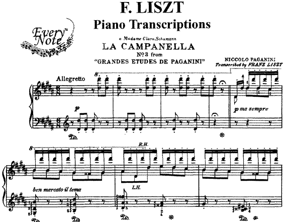 Ф лист паганини. Ла Кампанелла Ноты. Ла Кампанелла Ноты для фортепиано. Ференц лист Кампанелла Никколо Паганини. Ноты для пианино la Campanella.