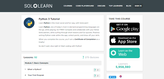 แนะนำเว็บ SoloLearn สอน Python ฟรีแถมได้ใบรับรอง ~ Python 3