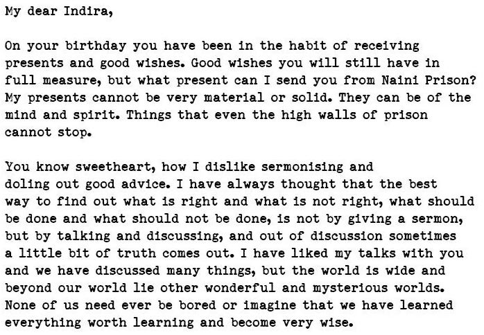 A Birthday Letter Jawaharlal Nehru Ever Read Letter Of Jawaharlal Nehru To Indira Gandhi