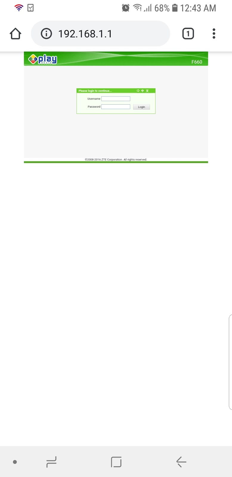 AMSTERDAM KOST Login & Settings WiFi ONT Fiber Optic ZTE F660