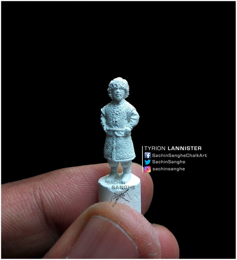 Self-taught Indian artist carves miniature sculptures from tiny Chalk