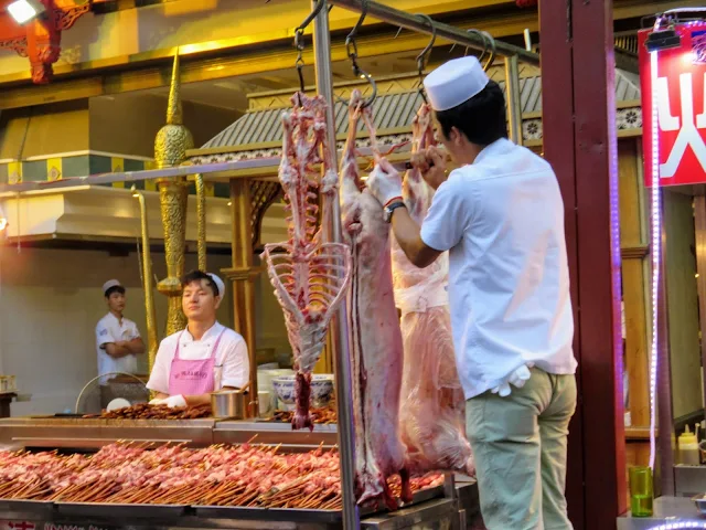 Butcher in the Muslim Quarter in Xi'an China