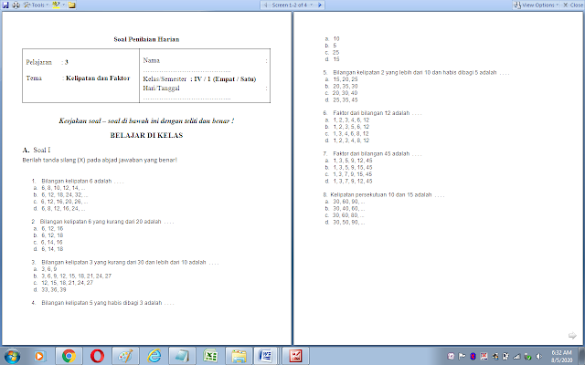 Soal ulangan harian matematika kelas 4 sd: kelipatan dan faktor