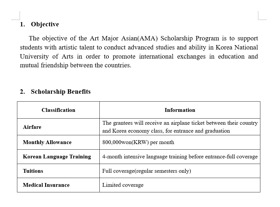 AMA+ (ART MAJOR ASIAN, KARTS) SCHOLARSHIP