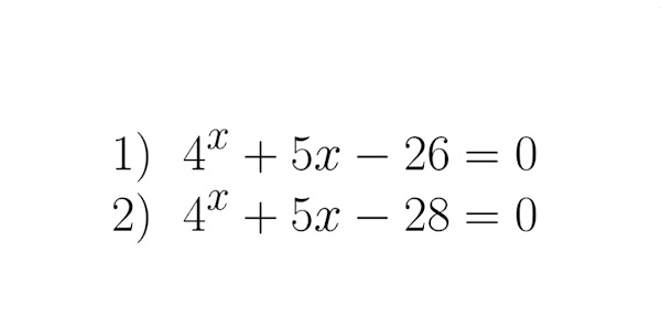 Giải phương trình $4^x+5x-28=0$